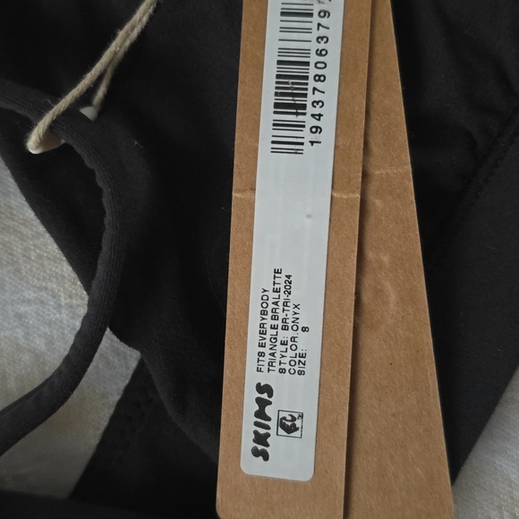 SKIMS Fits Everbody Triangle Bralette Size:Small Onyx - Picture 3 of 5